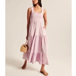 Abercrombie Smocked Purple Midi Dress